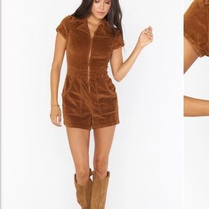 Show Me Your Mumu - Outlaw romper - Brown corduroy - Size M
